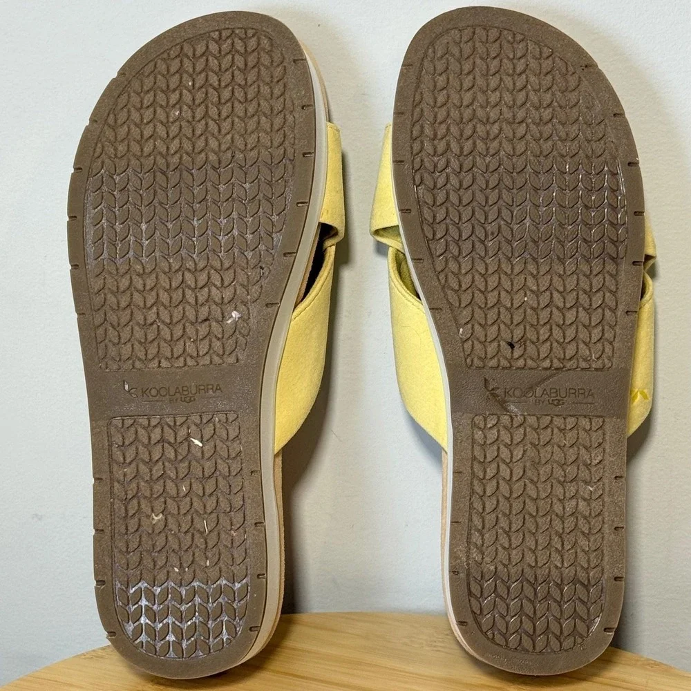 Koolaburra by UGG Platform Slide Women 8.5 Yellow Criss Cross Sandals Vaca Beach